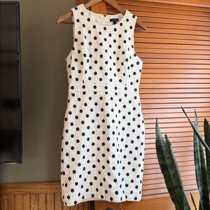 J. Crew Ivory Dress with Navy Polka Dots